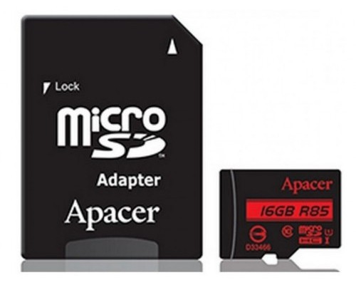 Купить  16GB MicroSD (Class 10) UHS-I (U1) +SD adapter, Apacer "AP16GMCSH10U5-R" (R/W:85/20MB/s)