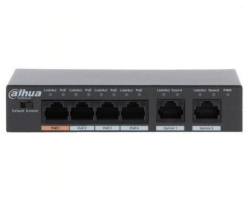 Купить  DH-PFS3006-4ET-60 Switch PoE 4+2 Uplink Viteza:100Mbps. Finisaj: Metal