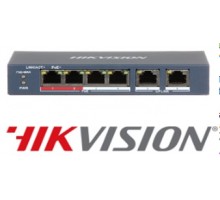 DS-3E0106P-E/M  Настольный PoE+ коммутатор. Передача питания и сигнала на 250м.